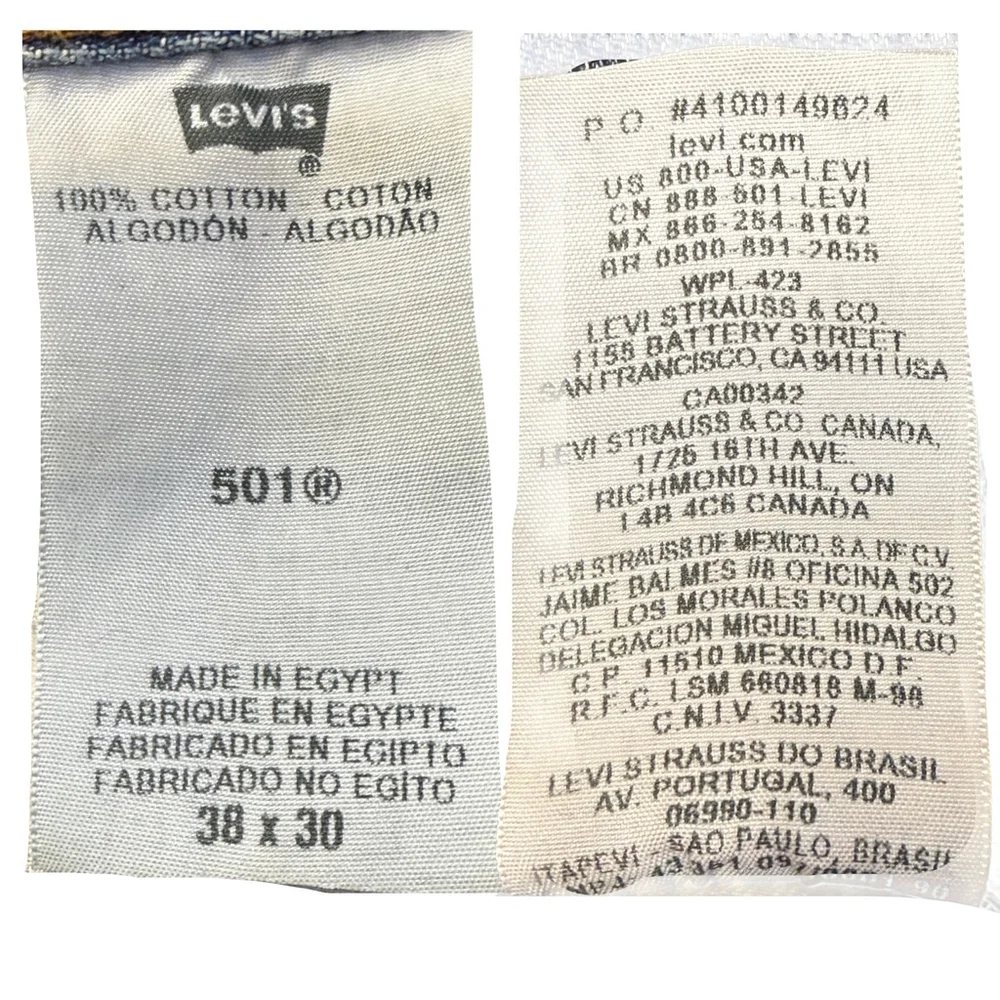 Levi's 501 Jeans Mens 38x30 Blue Denim